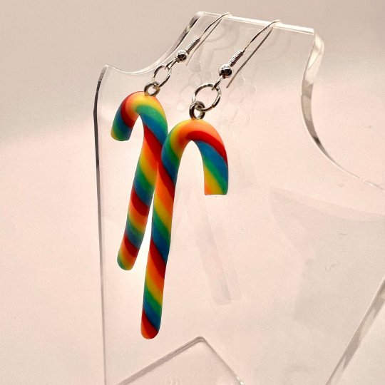 Rainbow Candy Cane Earrings