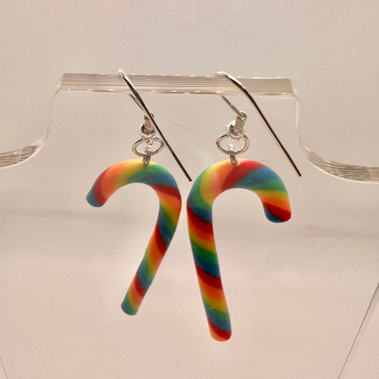 Rainbow Candy Cane Earrings