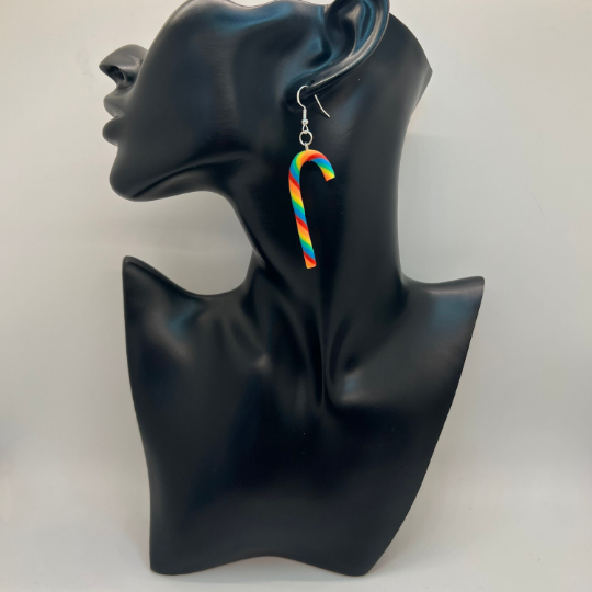 Rainbow Candy Cane Earrings