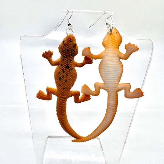 Orange Lizard Earrings
