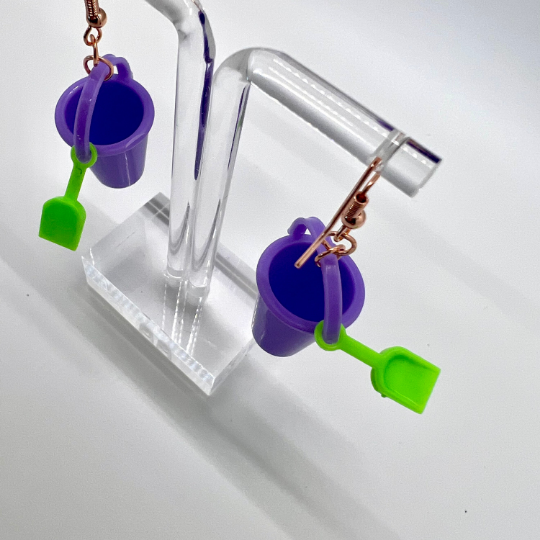 Purple Sand Pail Bucket Earrings