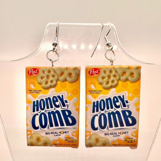 Honey Combs Cereal Box Earrings