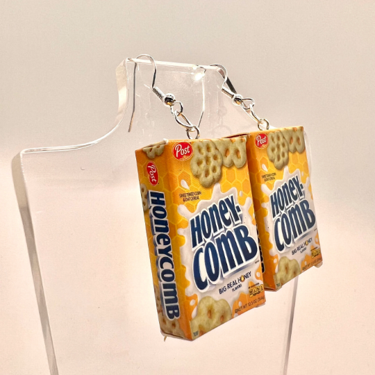 Honey Combs Cereal Box Earrings