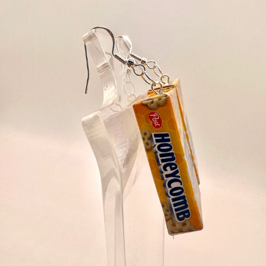 Honey Combs Cereal Box Earrings