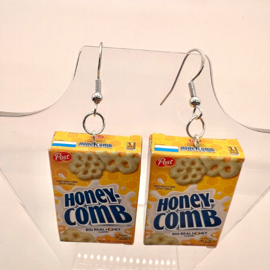Honey Combs Cereal Box Earrings