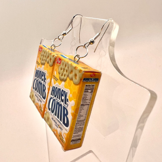 Honey Combs Cereal Box Earrings