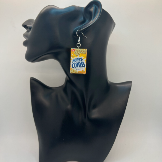 Honey Combs Cereal Box Earrings