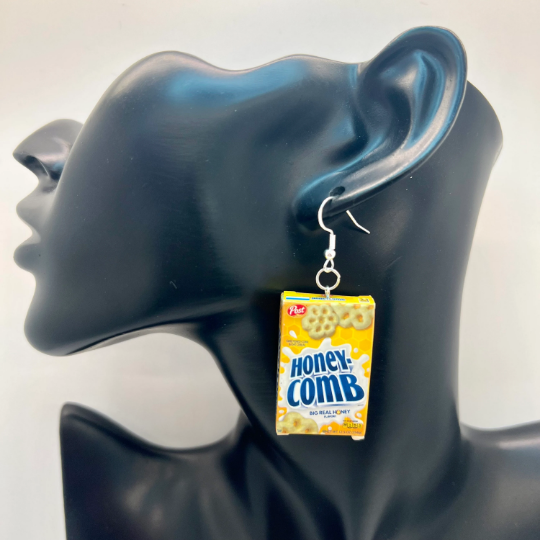 Honey Combs Cereal Box Earrings