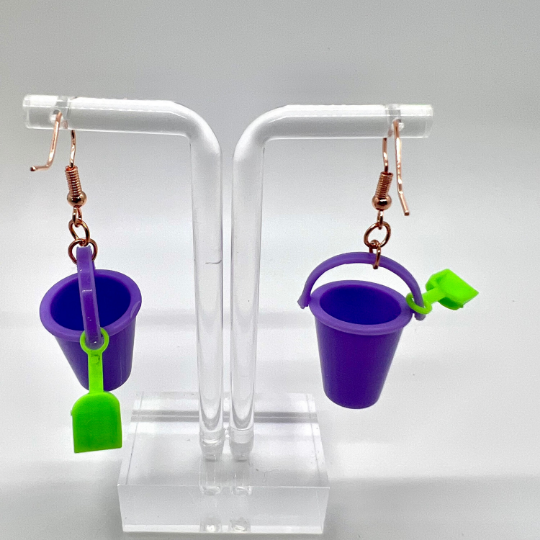 Purple Sand Pail Bucket Earrings