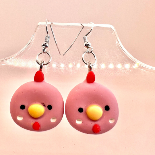 Pink Chicken Earrings