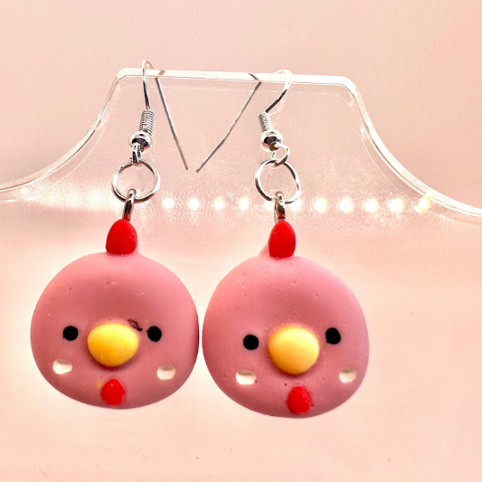 Pink Chicken Earrings