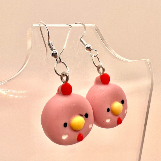 Pink Chicken Earrings