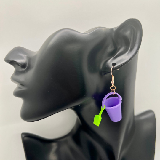 Purple Sand Pail Bucket Earrings