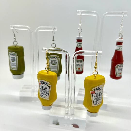 Ketchup, Pickles, Mustard Condiment Earrings