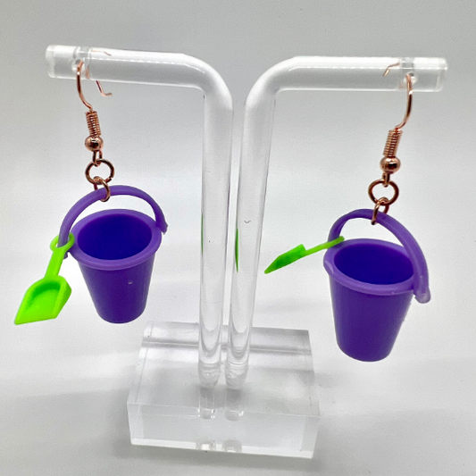 Purple Sand Pail Bucket Earrings