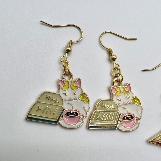 Cat Earrings - Book Lover Earrings