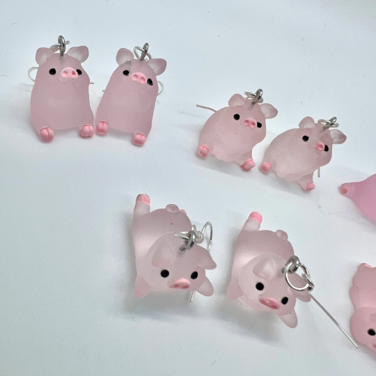 Pink Pig Earrings