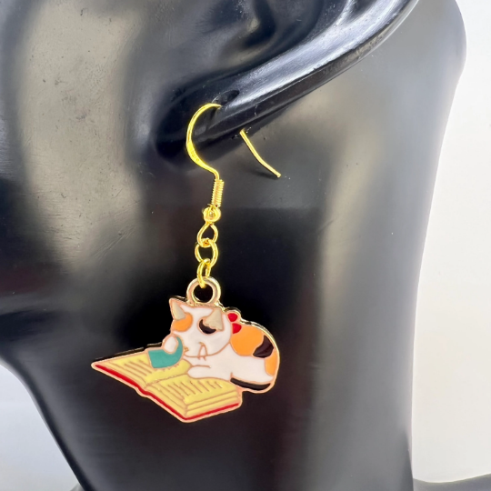 Cat Earrings - Book Lover Earrings
