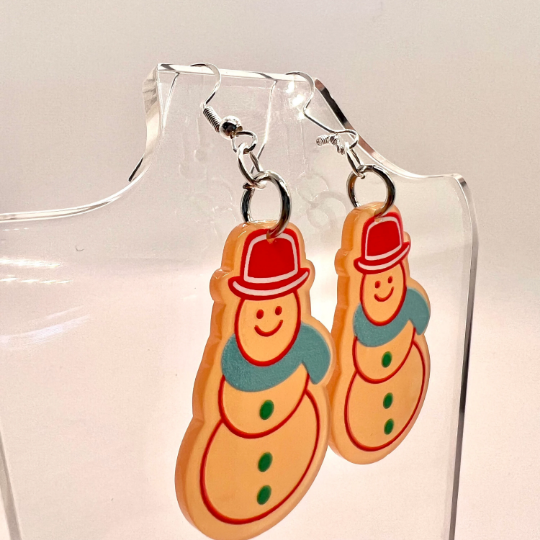 Snow Man Gingerbread Earrings