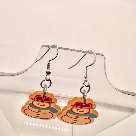 Snow Man Gingerbread Earrings