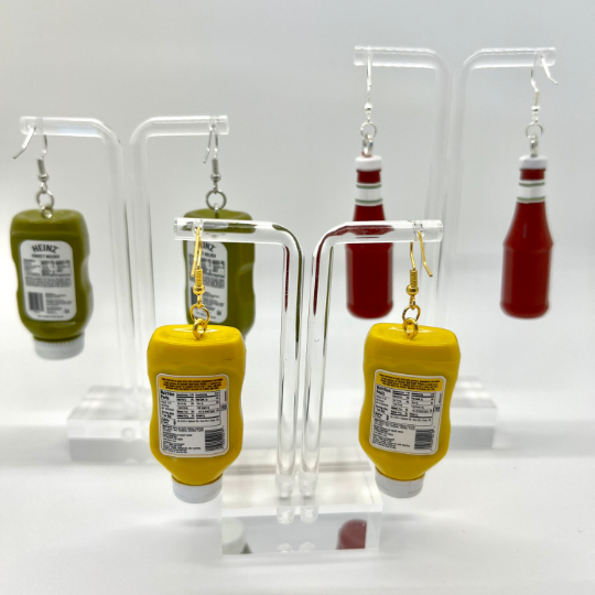 Ketchup, Pickles, Mustard Condiment Earrings