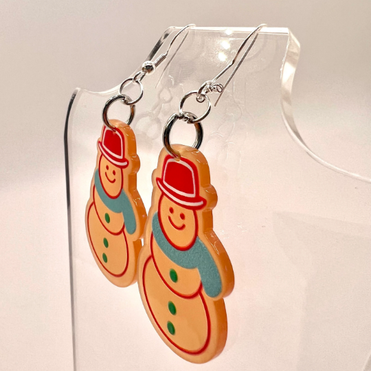 Snow Man Gingerbread Earrings