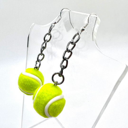 Fuzzy Tennis Ball Earrings