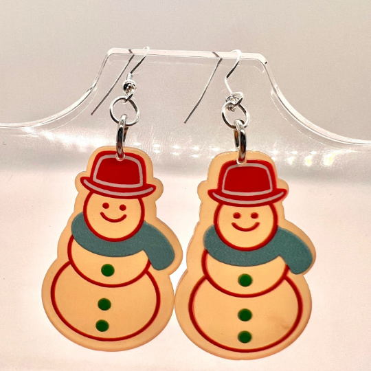 Snow Man Gingerbread Earrings