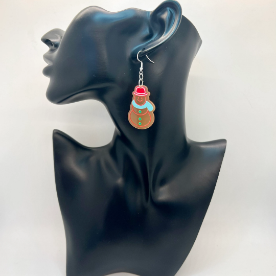 Snow Man Gingerbread Earrings