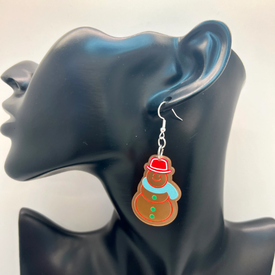 Snow Man Gingerbread Earrings