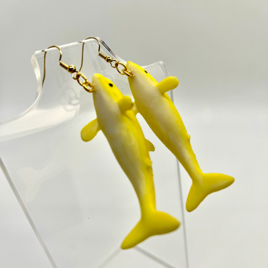 Yellow Dolphin Earrings