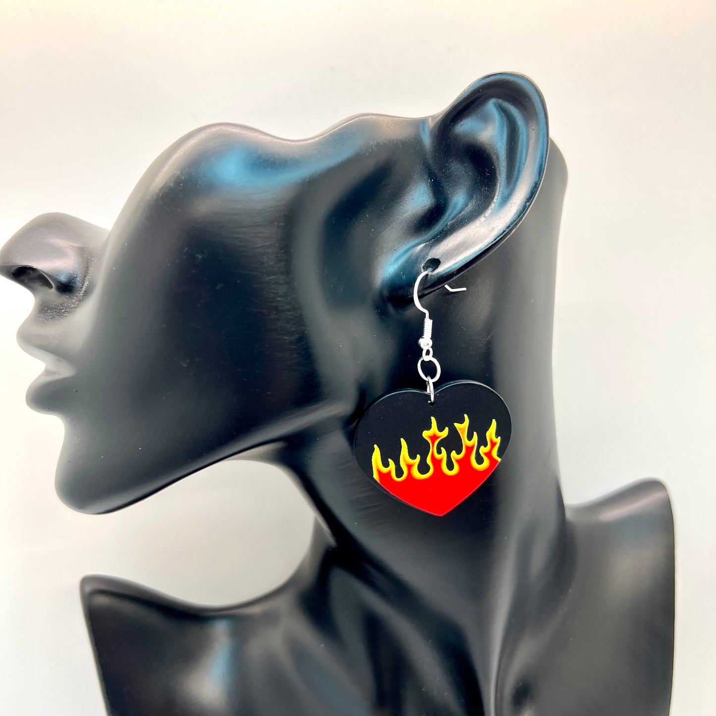 Wednesday Addams Flaming Heart Earrings