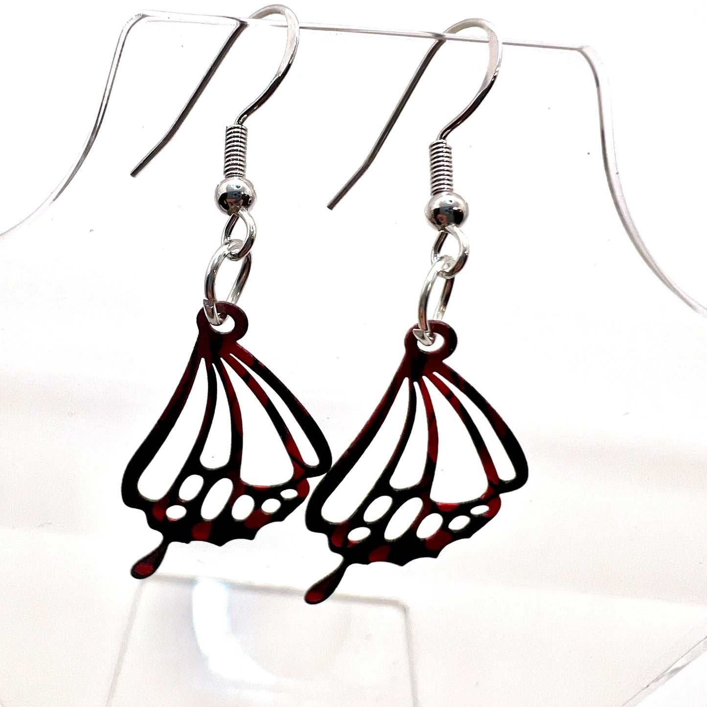 Black & Red Butterfly Wing Earrings