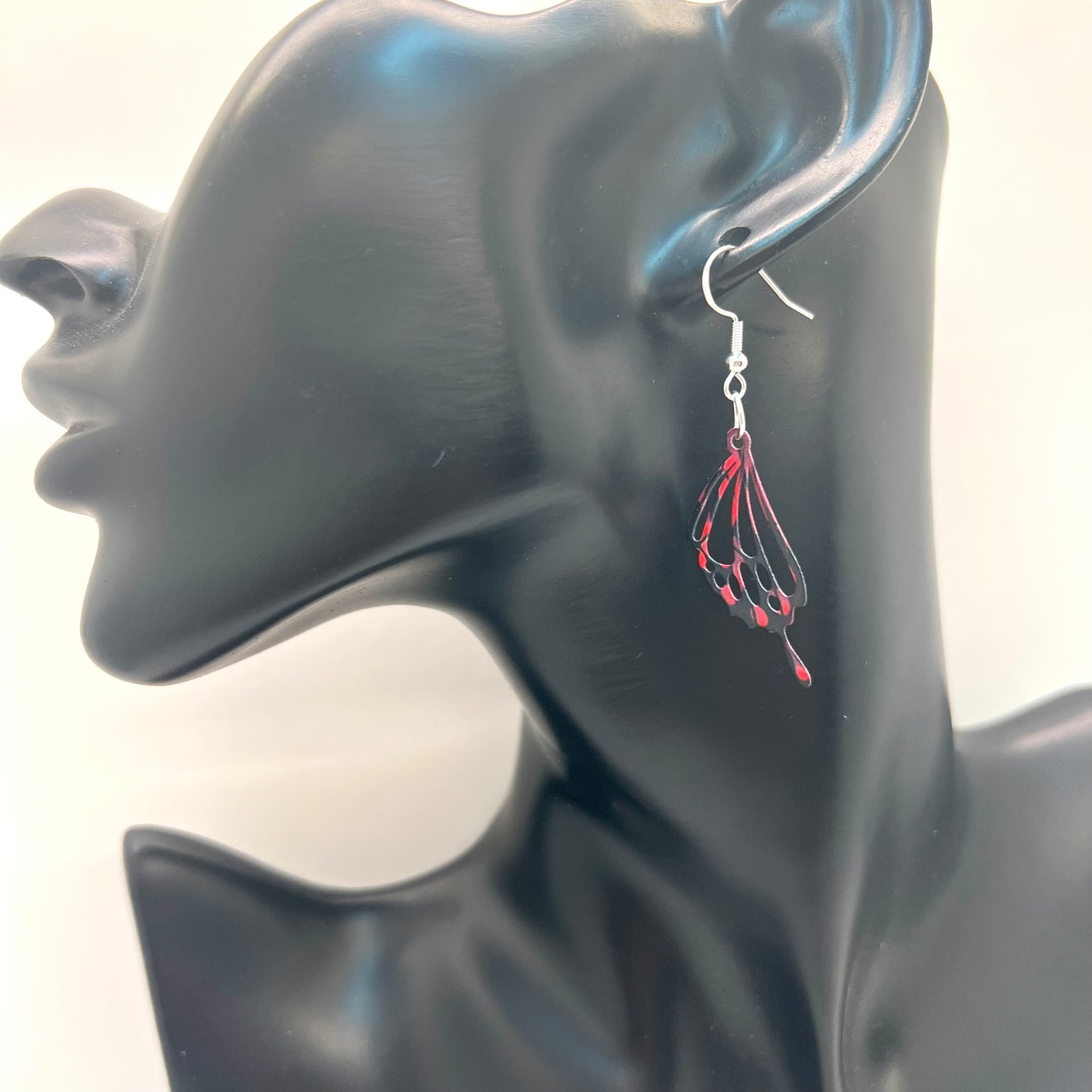 Black & Red Butterfly Wing Earrings