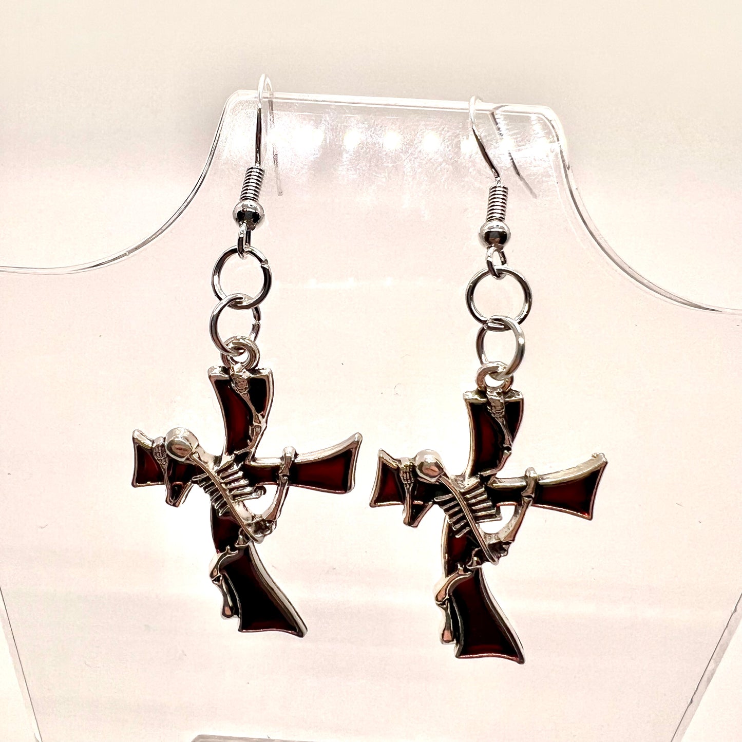 Skeleton & Iron Cross Earrings
