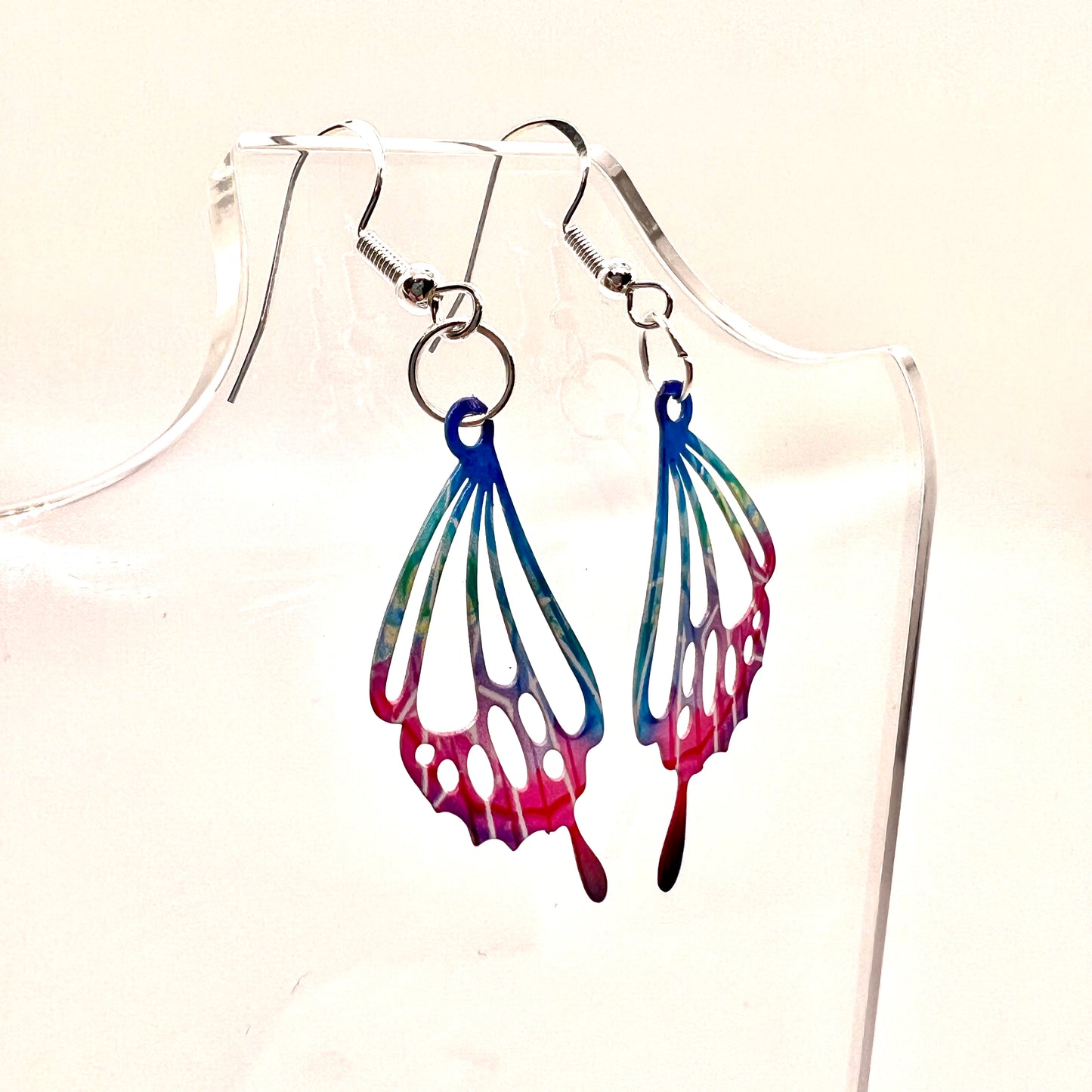 Rainbow Butterfly Wing Earrings