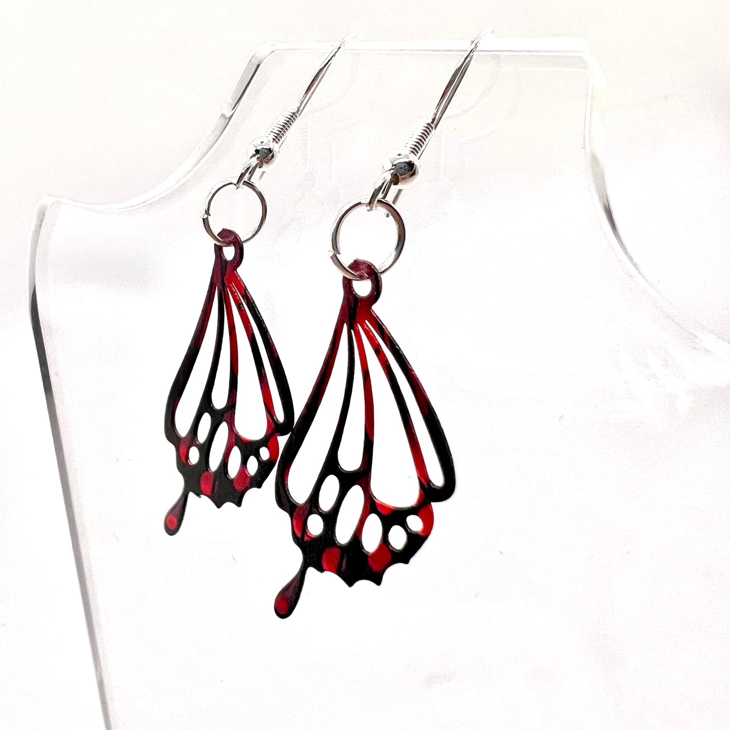 Black & Red Butterfly Wing Earrings