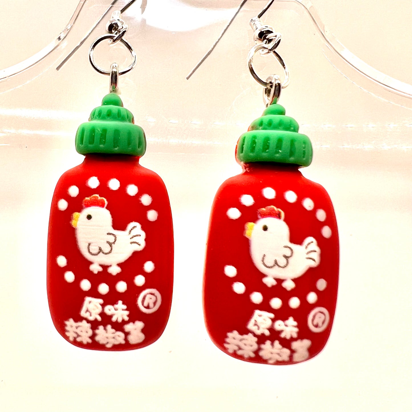 Red Hot Sauce Bottle Earrings
