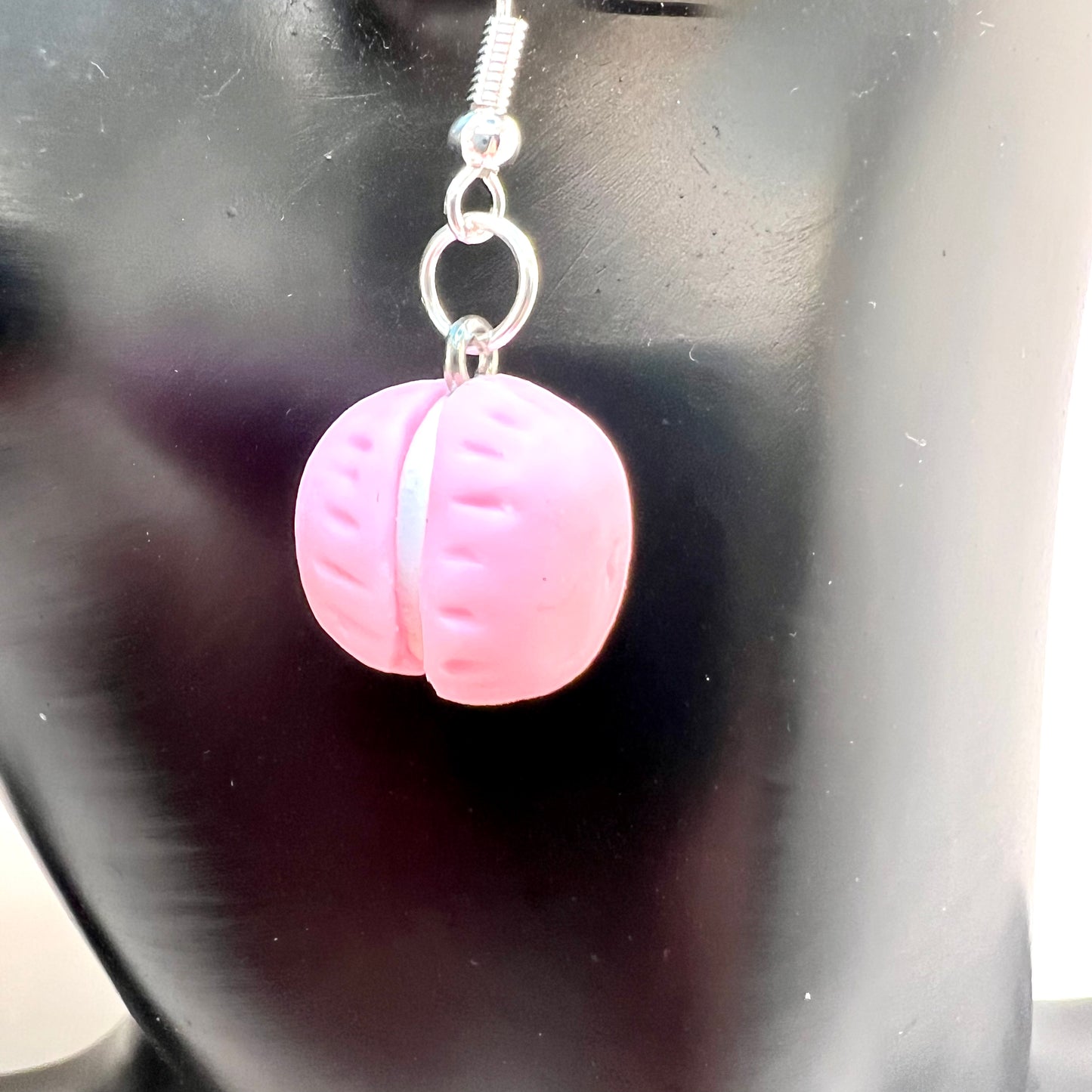 Pink Macaron Cookie Earrings