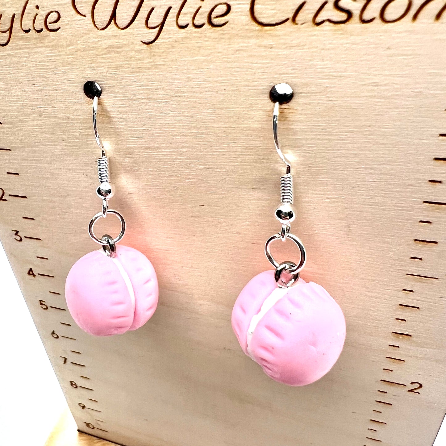 Pink Macaron Cookie Earrings