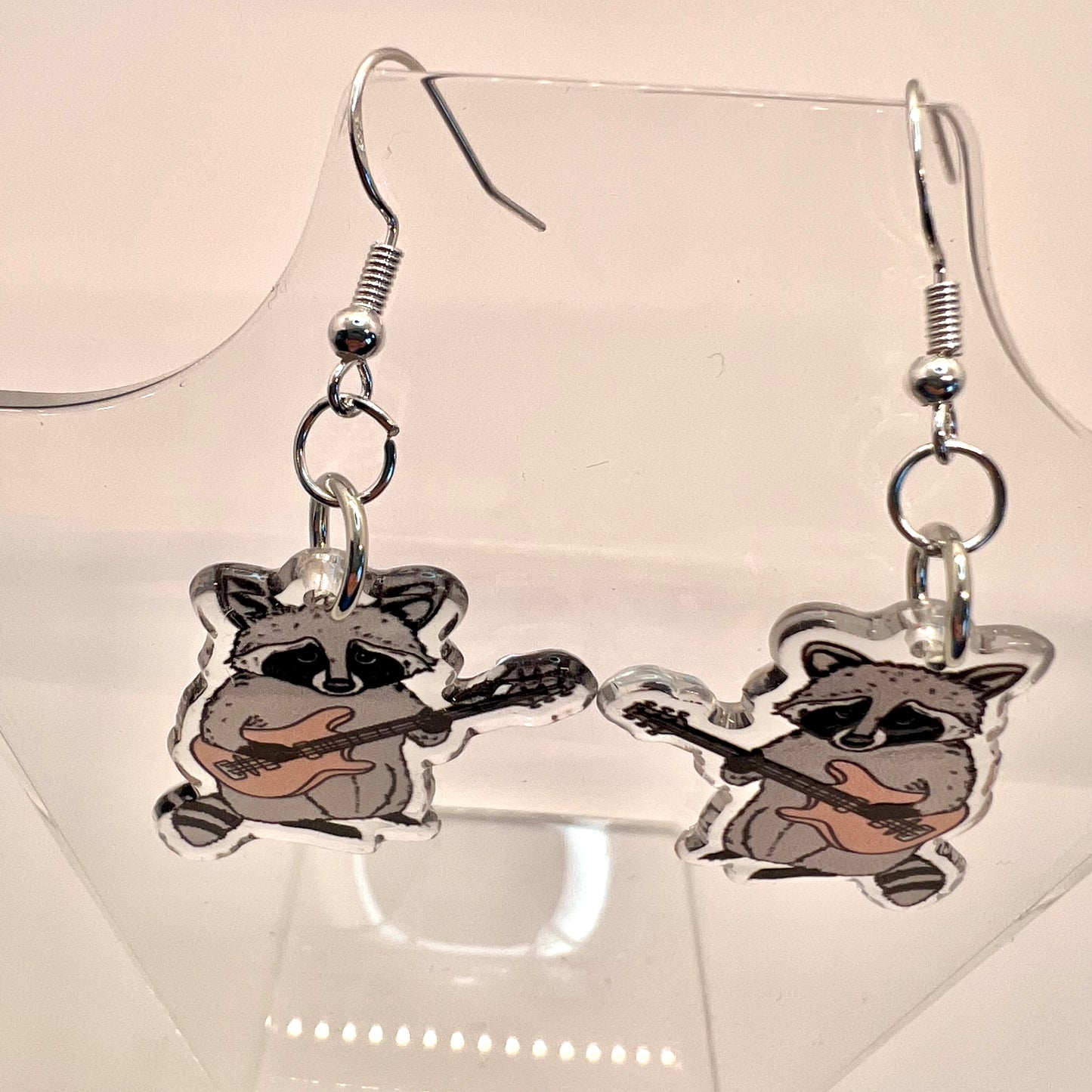 Raccoon Guitar Earrings