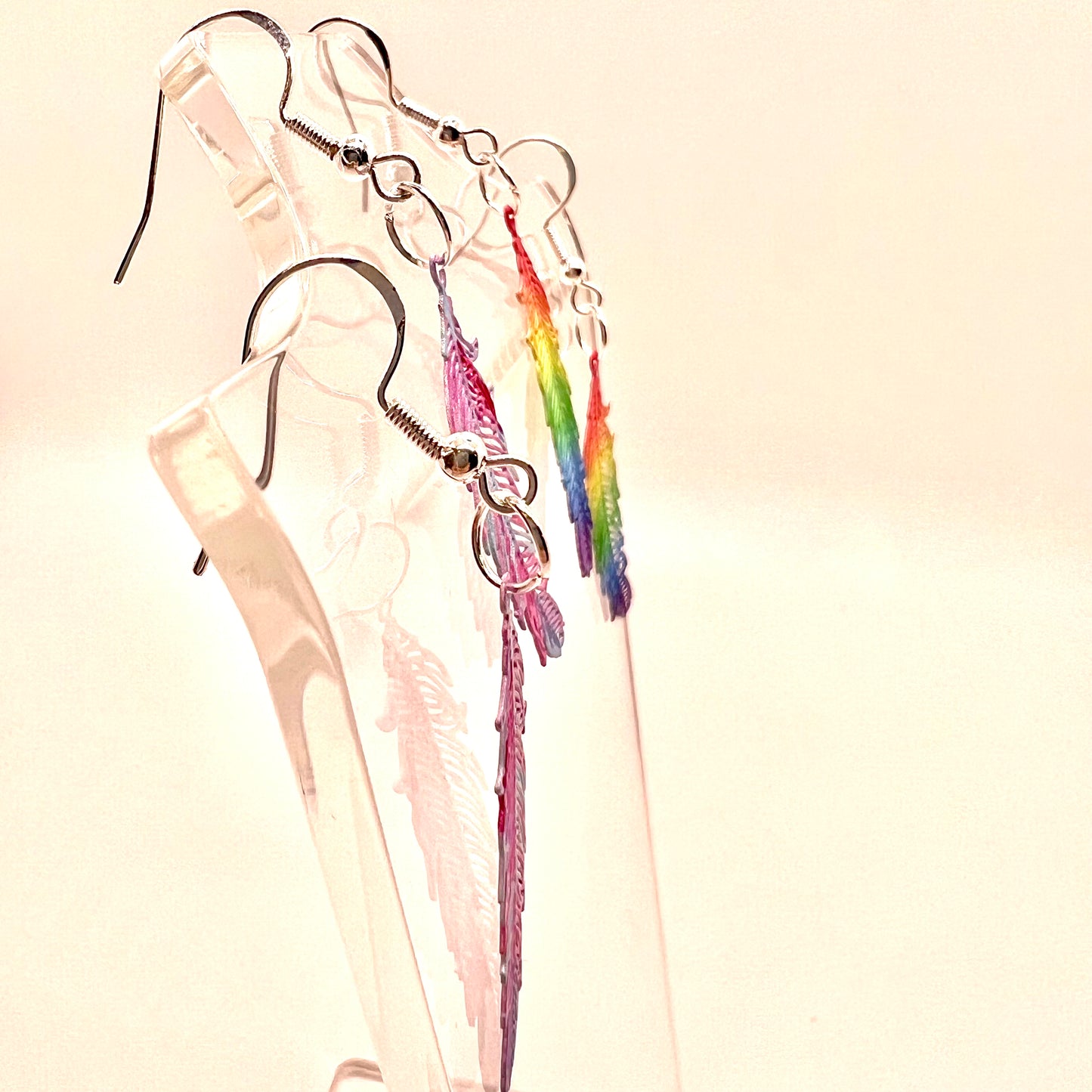 Rainbow Feather Earrings