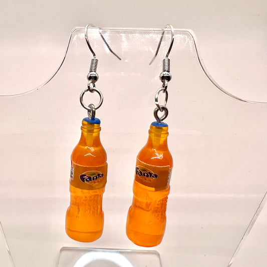 Orange Fanta Bottle Earrings