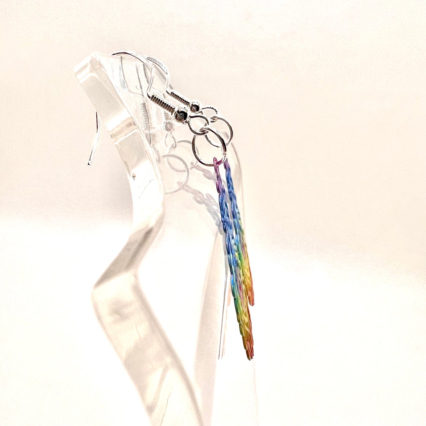 Rainbow Peacock Feather Earrings