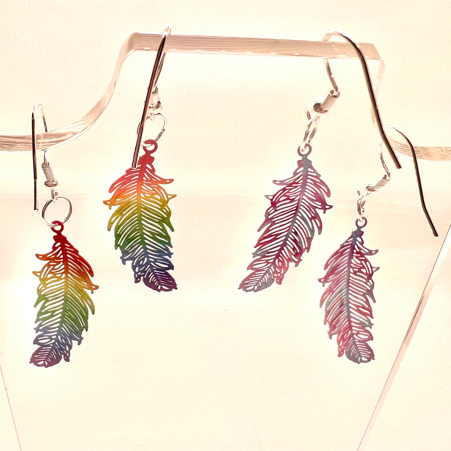 Rainbow Feather Earrings