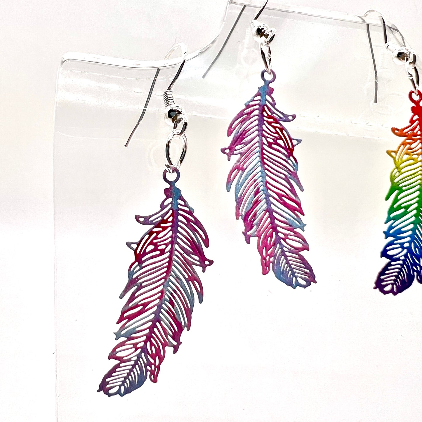 Rainbow Feather Earrings