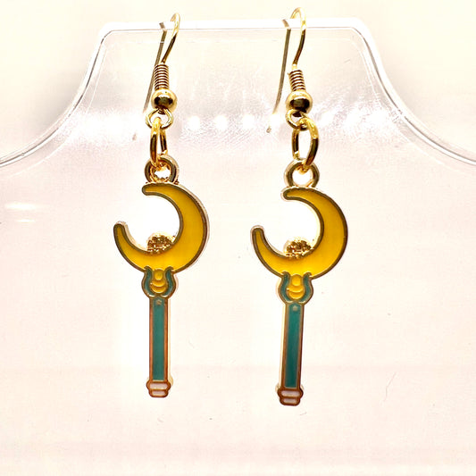 Crescent Moon Wand Earrings