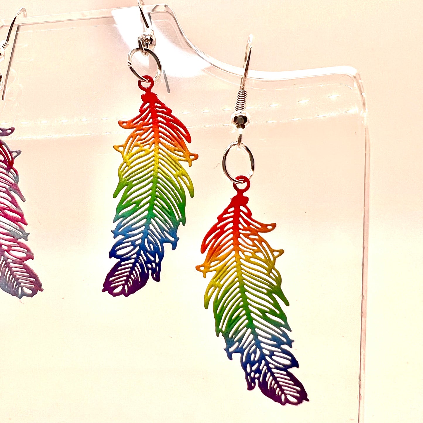 Rainbow Feather Earrings