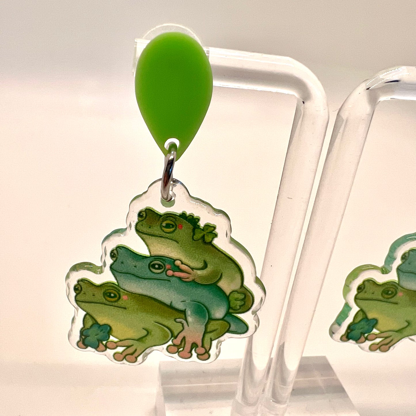 Green Frog Earrings