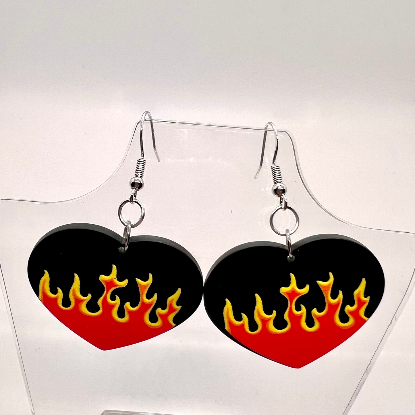 Wednesday Addams Flaming Heart Earrings